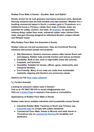 Rubber Floor Mats in Kerala, India