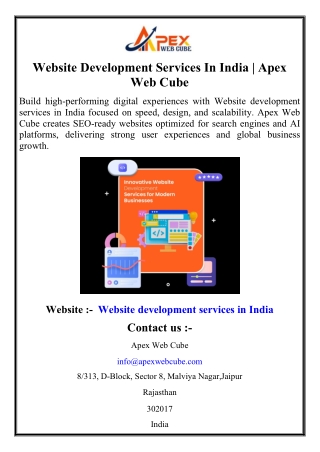 Website Development Services In India | Apex Web Cube