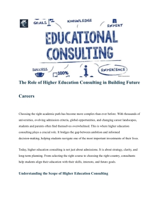 The Role of Higher Education Consulting in Building Future Careers