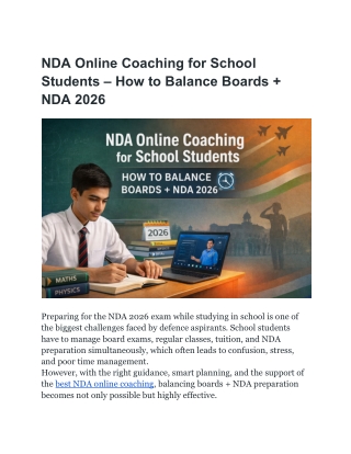 NDA Online Coaching for School Students – How to Balance Boards   NDA 2026