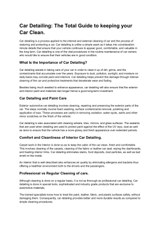 (Article)_-The Total Guide to keeping your Car Clean.