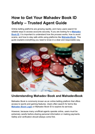 How to Get Your Mahadev Book ID Safely – Trusted Agent Guide