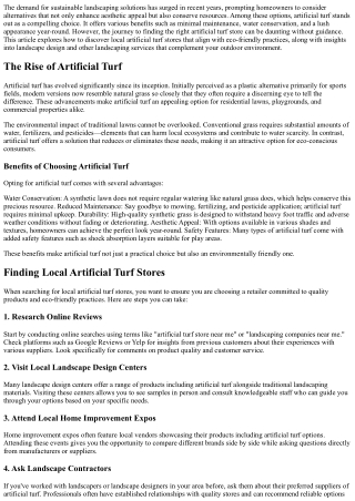 Discovering Local Artificial Turf Stores for Eco-Friendly Options