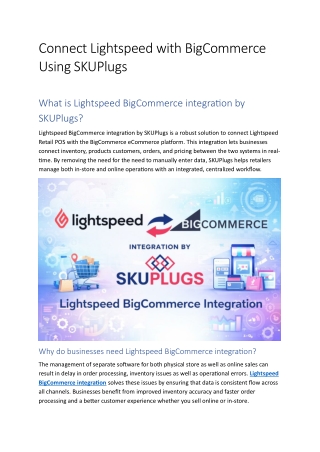 Connect Lightspeed with BigCommerce Using SKUPlugs