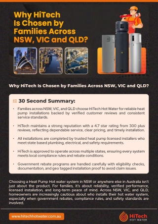Why HiTech Hot Water Is Chosen by Families Across NSW, VIC and QLD
