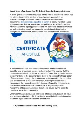 Legal Uses of an Apostilled Birth Certificate in Oman and Abroad .docx