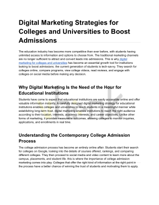 Digital Marketing Strategies for Colleges and Universities to Boost Admissions - Google Docs