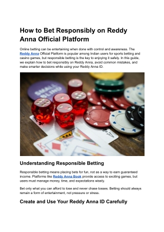 How to Bet Responsibly on Reddy Anna Official Platform