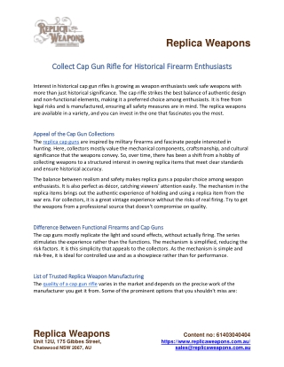 Collect Cap Gun Rifle for Historical Firearm Enthusiasts