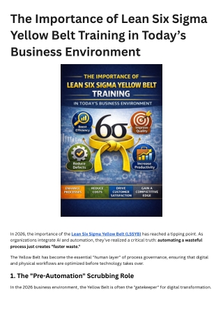 The Importance of Lean Six Sigma Yellow Belt Training in Today’s Business Enviro