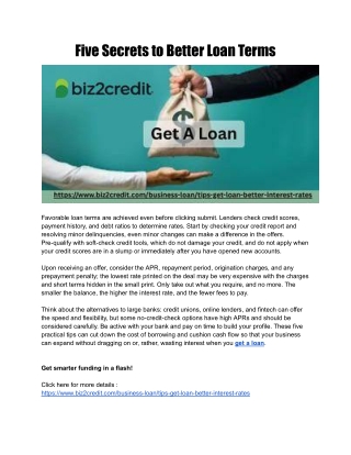 Five Secrets to Better Loan Terms