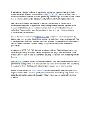 HDPE END CAP for Secure Agricultural Pipeline Systems