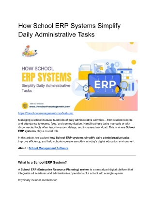 How School ERP Systems Simplify Daily Administrative Tasks