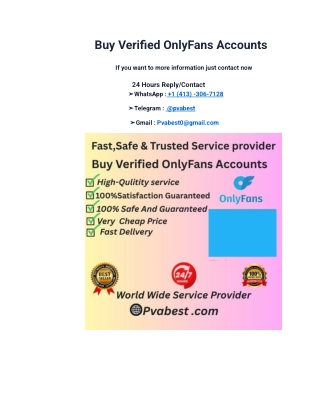 Trusted Platforms For Buying Verified OnlyFans Accounts