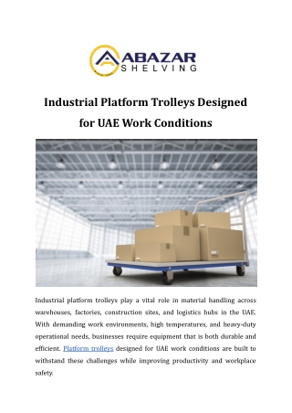 Industrial Platform Trolleys Designed for UAE Work Conditions