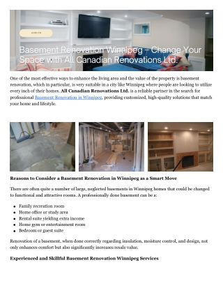 Basement Renovation Winnipeg