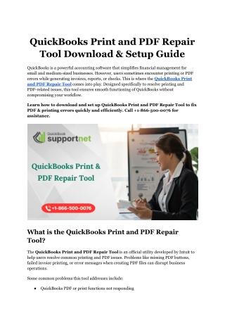 QuickBooks Print and PDF Repair Tool Fix Errors Fast