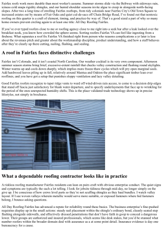 Top Roofing Company Fairfax: Why Homeowners Trust All Day Roofing Fairfax