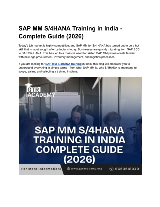 SAP MM S_4HANA Training in India - Complete Guide (2026)
