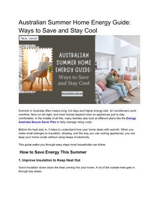 Australian Summer Home Energy Guide_ Ways to Save and Stay Cool