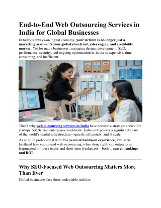 End-to-End Web Outsourcing Services in India for Global Businesses