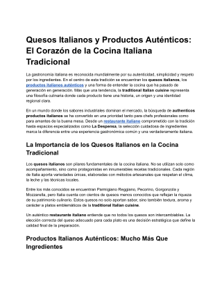 Quesos Italianos y Productos Auténticos: El Corazón de la Cocina Italiana Tradic