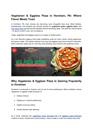 Vegetarian & Eggless Pizza in Horsham, PA_ Where Flavor Meets Trust