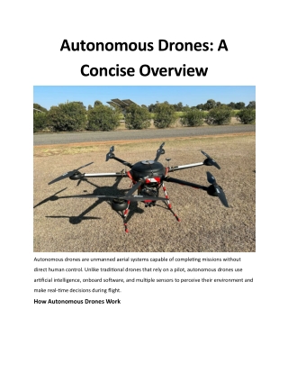 Autonomous Drones A Concise Overview