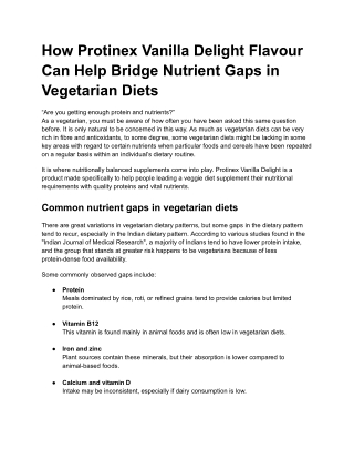 Why Protinex Vanilla Delight Is a Smart Choice for Vegetarian Nutrition
