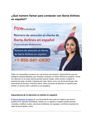¿Qué número llamar para contactar con Iberia Airlines en español