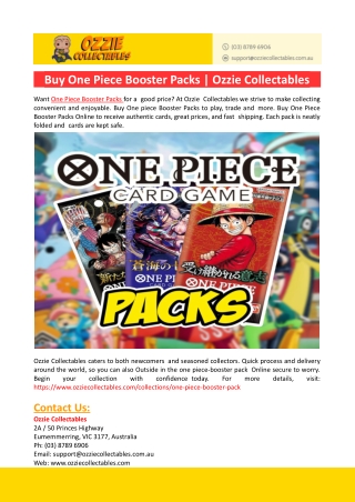 Buy One Piece Booster Packs