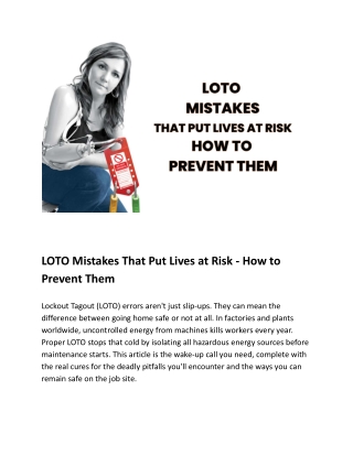 LOTO Mistakes That Put Lives at Risk - How to Prevent Them