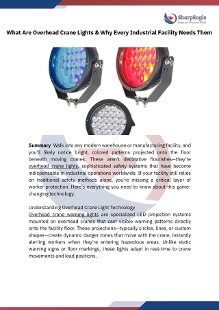 What Are Overhead Crane Lights & Why Every Industrial Facility Needs Them