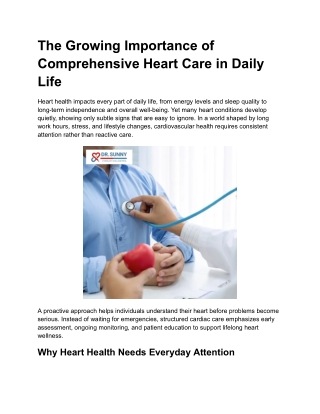 The Growing Importance of Comprehensive Heart Care in Daily Life