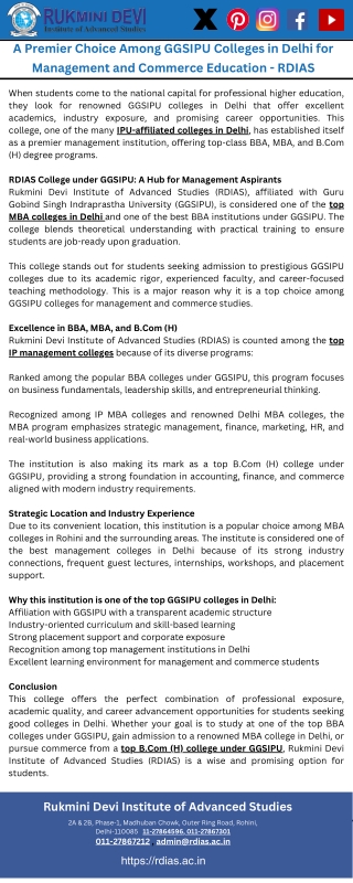 A Leading Choice Among GGSIPU Colleges in Delhi for Management Education - RDIAS