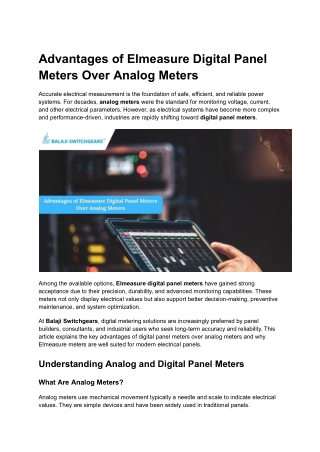 Advantages of Elmeasure Digital Panel Meters Over Analog Meters