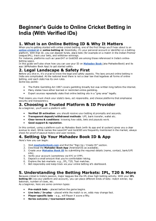 Beginner’s Guide to Online Cricket Betting in India (With Verified IDs)