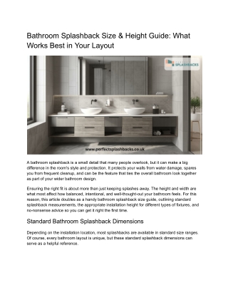 Bathroom Splashback Size & Height Guide: What Works Best in Your Layout