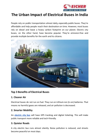 The Urban Impact of Electrical Buses in India