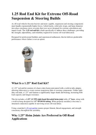 1.25 Rod End Kit for Extreme Off-Road Suspension & Steering Builds