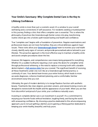 Your Smile's Sanctuary Why Complete Dental Care is the Key to Lifelong Confidence