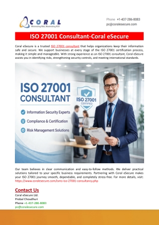 ISO 27001 Consultant-Coral eSecure