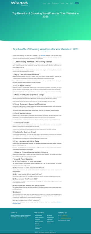 Top Benefits of Choosing WordPress for Your Website in 2026