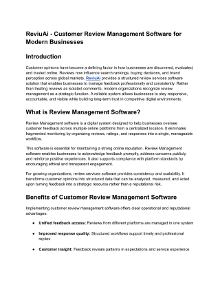 ReviuAi - Customer Review Management Software for Modern Businesses