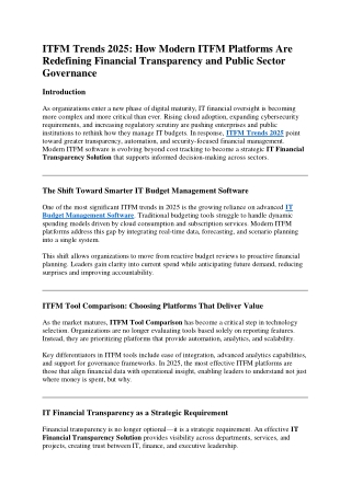 How Modern ITFM Platforms Are Redefining Financial Transparency and Public Secto