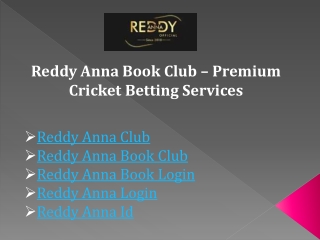 Reddy Anna Book Club – Premium Cricket Betting Services