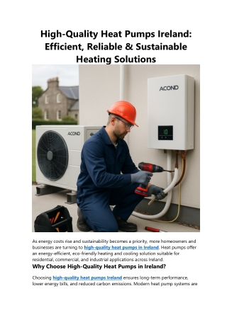 High Quality Heat Pumps Ireland Efficient Reliable & Sustainable Heating Solutions