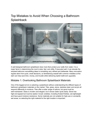 Top Mistakes to Avoid When Choosing a Bathroom Splashback