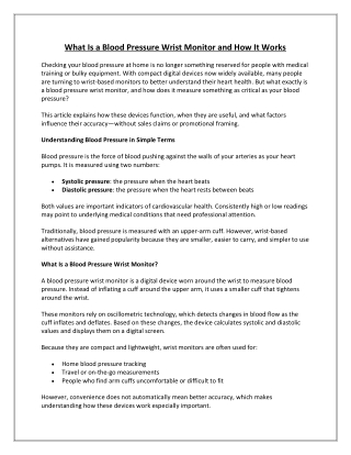 What Is a Blood Pressure Wrist Monitor and How It Works