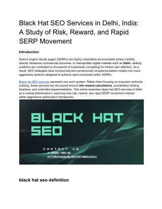 Black Hat SEO Services in Delhi, India_ A Study of Risk, Reward, and Rapid SERP Movement